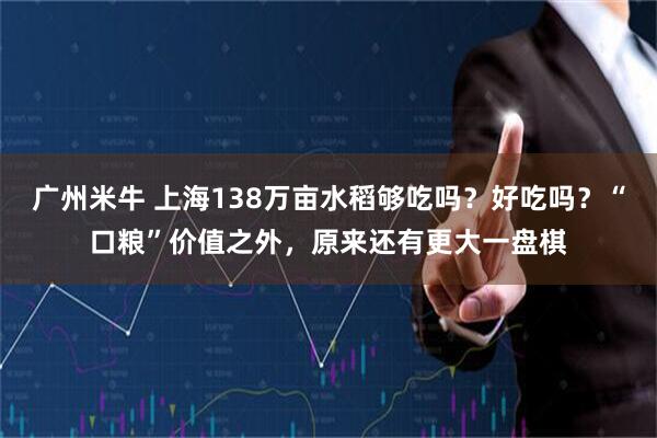 广州米牛 上海138万亩水稻够吃吗？好吃吗？“口粮”价值之外，原来还有更大一盘棋